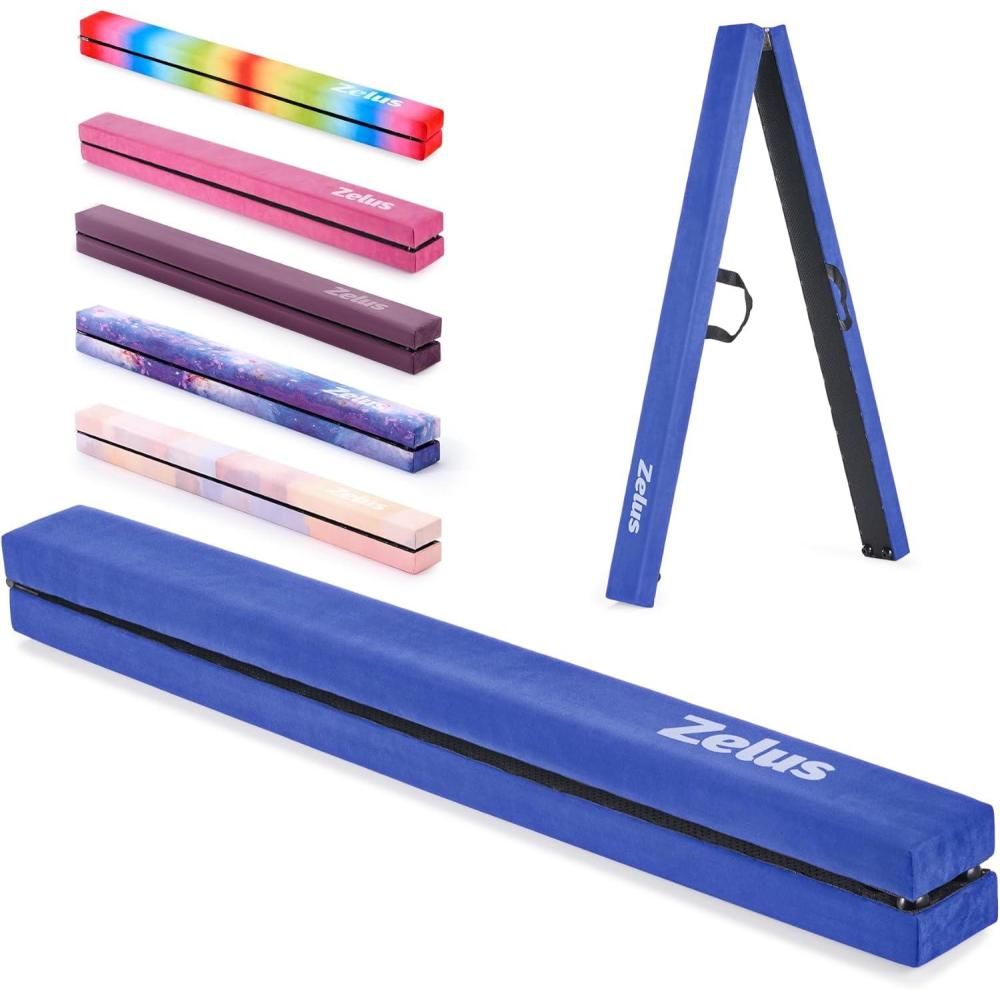 imageZELUS 8 Folding Gymnastics Balance Beam Floor Balance Beam wCarry Handles AntiSlip Base for Kids Beginners ampamp Professional GymnastsBlue