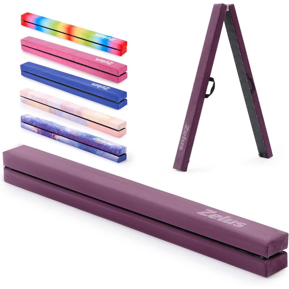 imageZELUS 8 Folding Gymnastics Balance Beam Floor Balance Beam wCarry Handles AntiSlip Base for Kids Beginners ampamp Professional GymnastsPurple