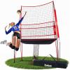 imageZELUS Volleyball Training Equipment 11x8 ft Volleyball Practice Net Station with Adjustable Height ampamp Ball Return
