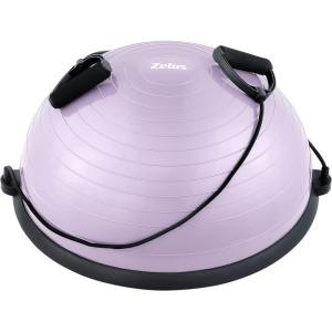 ZELUS Balance Ball Trainer with Resistance Bands and Foot Pump, Inflatable Yoga Ball for Home Gym Workouts, 23 Inch Exercise Half Ball for Balance Training Core Strength Fitness More, 330lb Cap(Lilac)