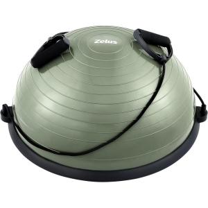 ZELUS Balance Ball Trainer with Resistance Bands and Foot Pump, Inflatable Yoga Ball for Home Gym Workouts, 23 Inch Exercise Half Ball for Balance Training Core Strength Fitness More, 330lb Cap(Matcha green)