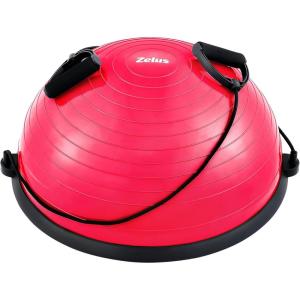 ZELUS Balance Ball Trainer with Resistance Bands and Foot Pump, Inflatable Yoga Ball for Home Gym Workouts, 23 Inch Exercise Half Ball for Balance Training Core Strength Fitness More, 330lb Cap(Pink)