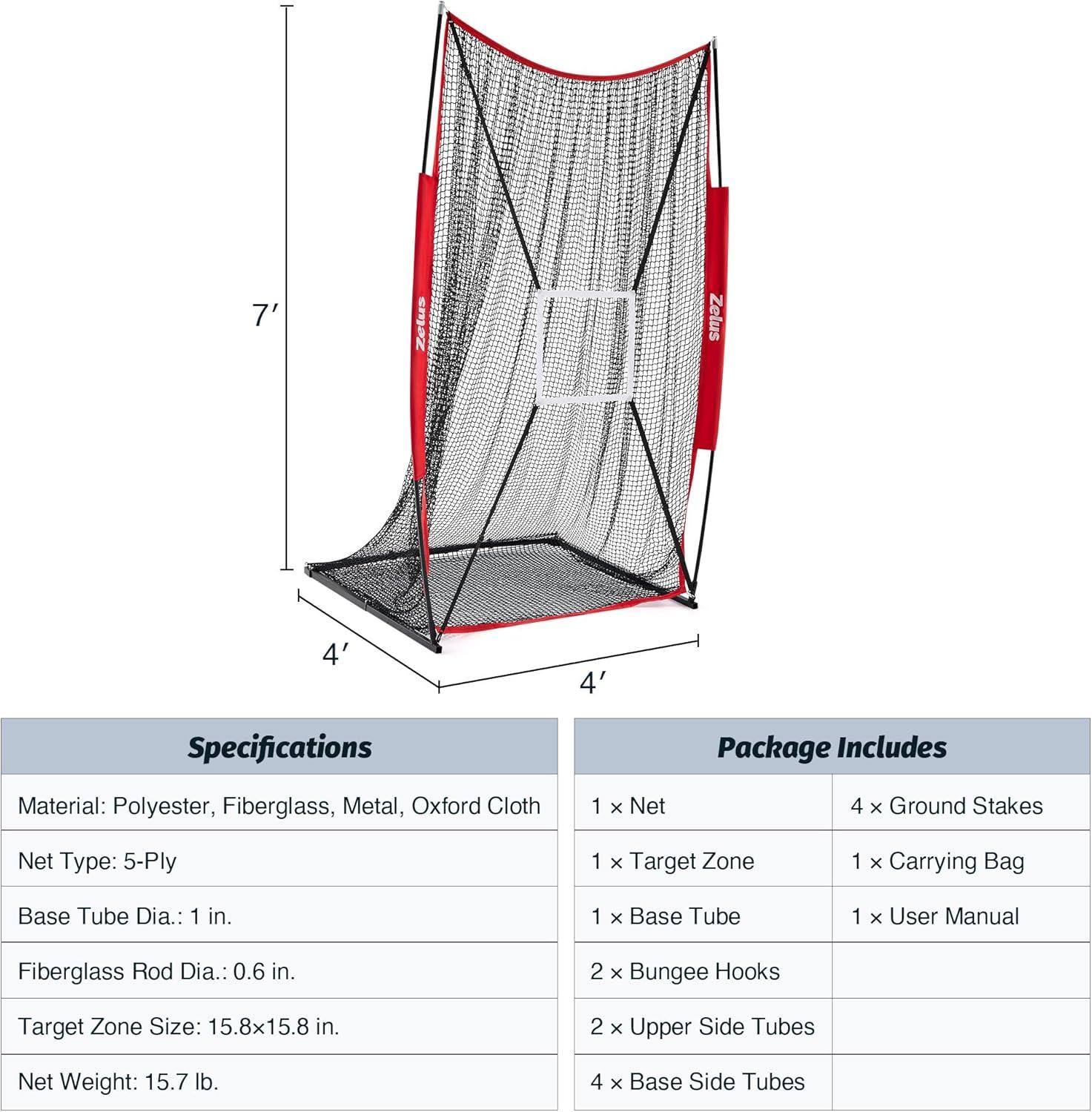 imageZELUS 7x4 ft Football Kicking Net Portable Football Throwing Net with Target Zone Attachment Sideline Training Tool for Kids Adults Punting Kicking Passing Snapping Practice Carry Bag Included
