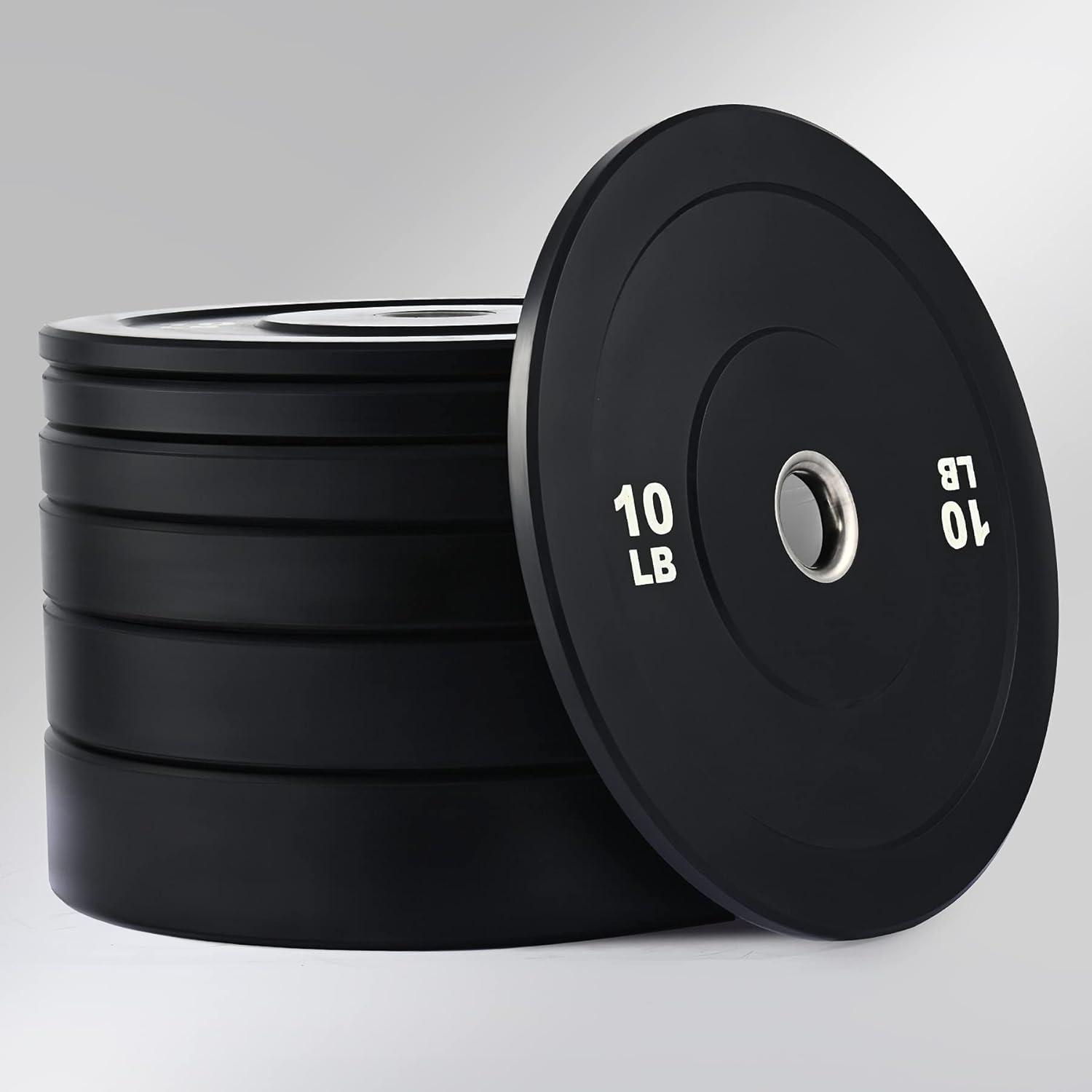 imageZELUS Weight Plate Set of 2 Twin 2quot Bumper Plates for Strength and Training Fitness Olympic Weight Set with Rubber Barbell Dumbbell Plates Stainless Steel Inserts for Pro or Home Gyms35 LB