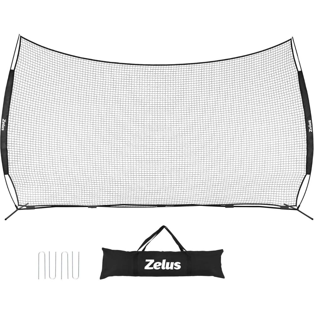 image12x9ft  16x10ft Barricade Backstop Net Ball Sports Barrier Practice Net for Baseball Softball Lacrosse Soccer Basketball and More12x9 ft  Black