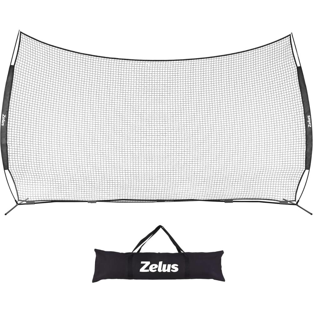 image12x9ft  16x10ft Barricade Backstop Net Ball Sports Barrier Practice Net for Baseball Softball Lacrosse Soccer Basketball and More16x10 ft  Black