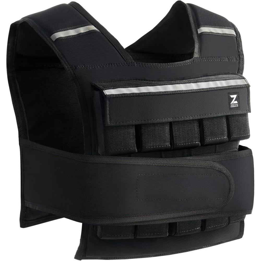 imageZELUS 23lb45lb Weighted Vest with Iron Weights for Exercise Adjustable Weight Vest for Men Workout Vest for Home Workouts Cardio Strength Training Weight Loss45lb Black