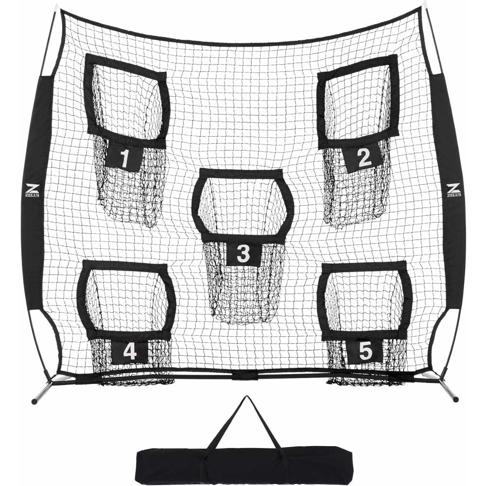 imageZELUS 7 x 7ft Football Trainer Throwing Net Training Target Practice with 5 Targets Great for Quarterback Includes Carry BagBlack