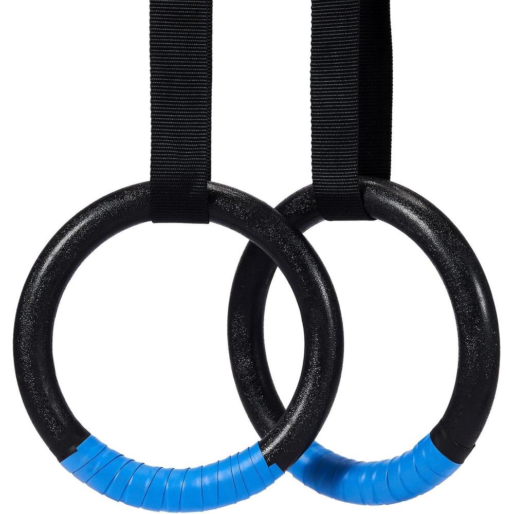 imageZELUS Gymnastic Rings Exercise Olympic Rings with Adjustable Straps Steel Buckles Perfect for Workout Strength Training PullUps and Dips Black
