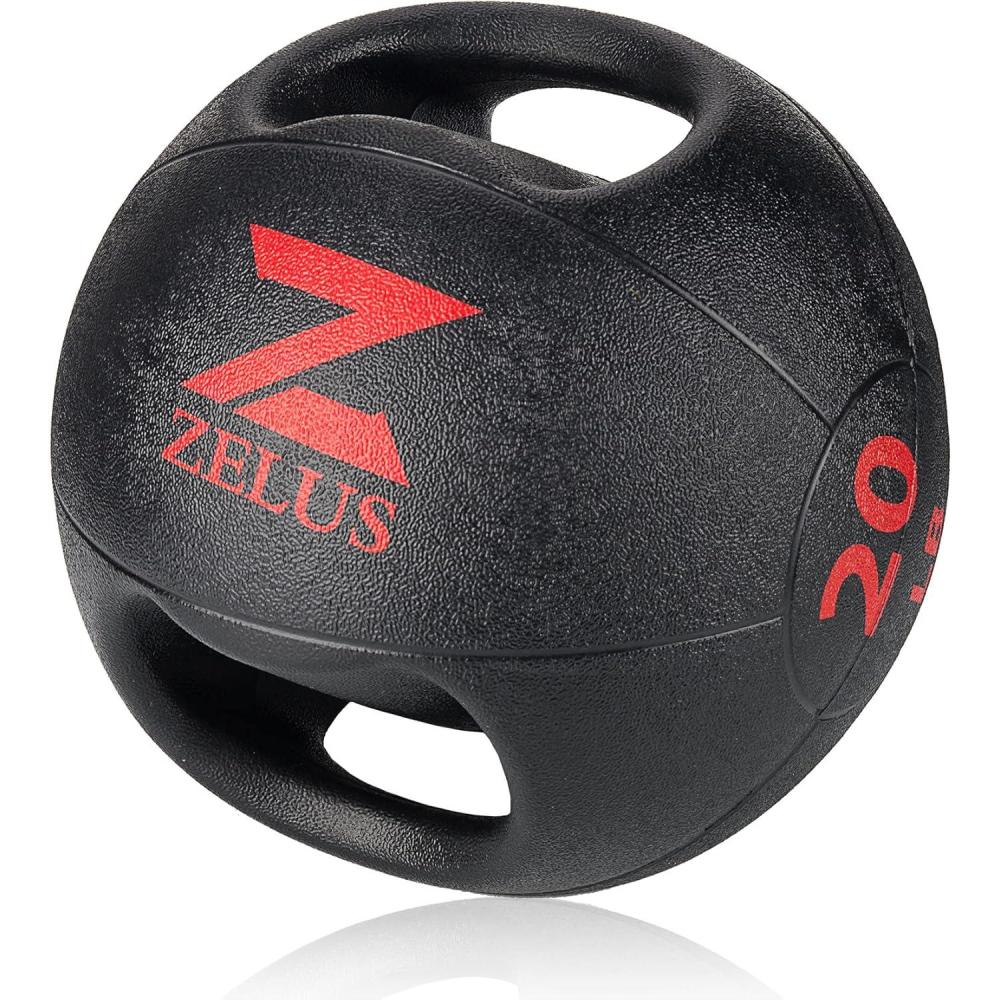 imageZELUS Medicine Ball with Dual Grip 1020 lbs Exercise Ball Weight Ball with Handles Textured Grip Exercise Ball Strength Training Core Workouts200 Pounds