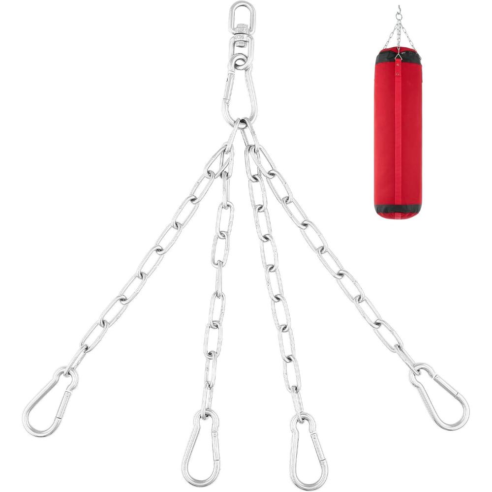 imageZELUS Punching Bag Hanger 304 Stainless Steel Heavy Bag Hanger with 150 lb Weight Capacity 4 Snap Hooks Heavy Duty Punching Bag Swivel Chain for Boxing MMA Heavy Bag Workouts