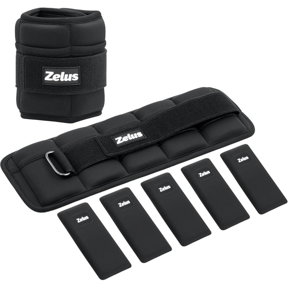 imageZELUS Soft Iron ZFit Ankle Weights 1 Pair Adjustable 4LB7LB10LB for Women Men Ultra Thin Leg Weights with Adjustable Straps Arm Weight for Gym Home Yoga Jogging WalkingBlack