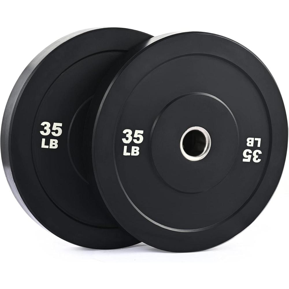 imageZELUS Weight Plate Set of 2 Twin 2quot Bumper Plates for Strength and Training Fitness Olympic Weight Set with Rubber Barbell Dumbbell Plates Stainless Steel Inserts for Pro or Home Gyms35 LB