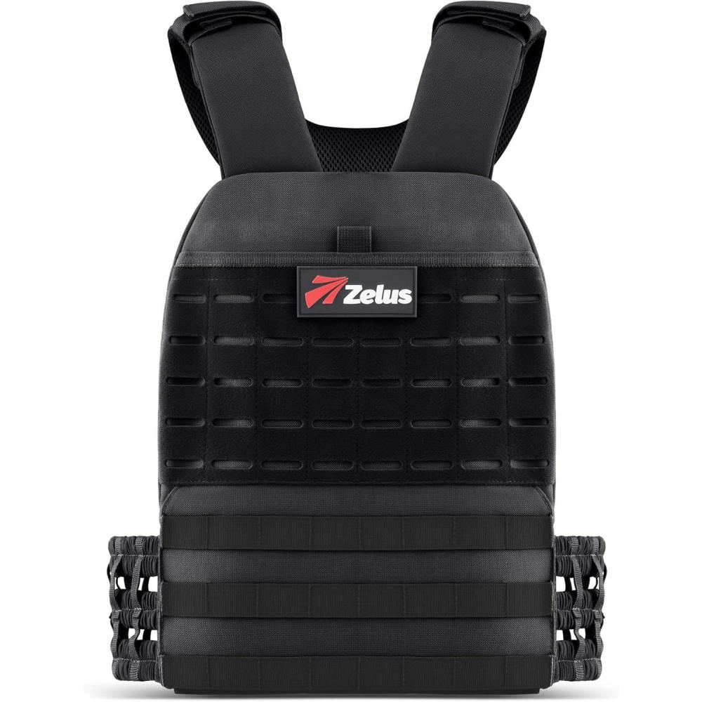 imageZELUS Weighted Plate Carrier Vest Tactical Adjustable Weighted Vest for Men Women Holds Up to 65lb for Strength Rucking Training Workout Running Vest with MOLLE PanelsBlack267lb
