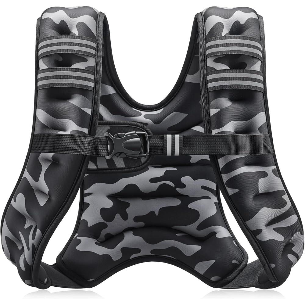 imageZELUS Weighted Vest 6lb8lb12lb16lb20lb25lb30lb Weight Vest with Reflective Stripe for Workout Strength Training Running Fitness Muscle Building Weight Loss WeightliftingBlack Camo