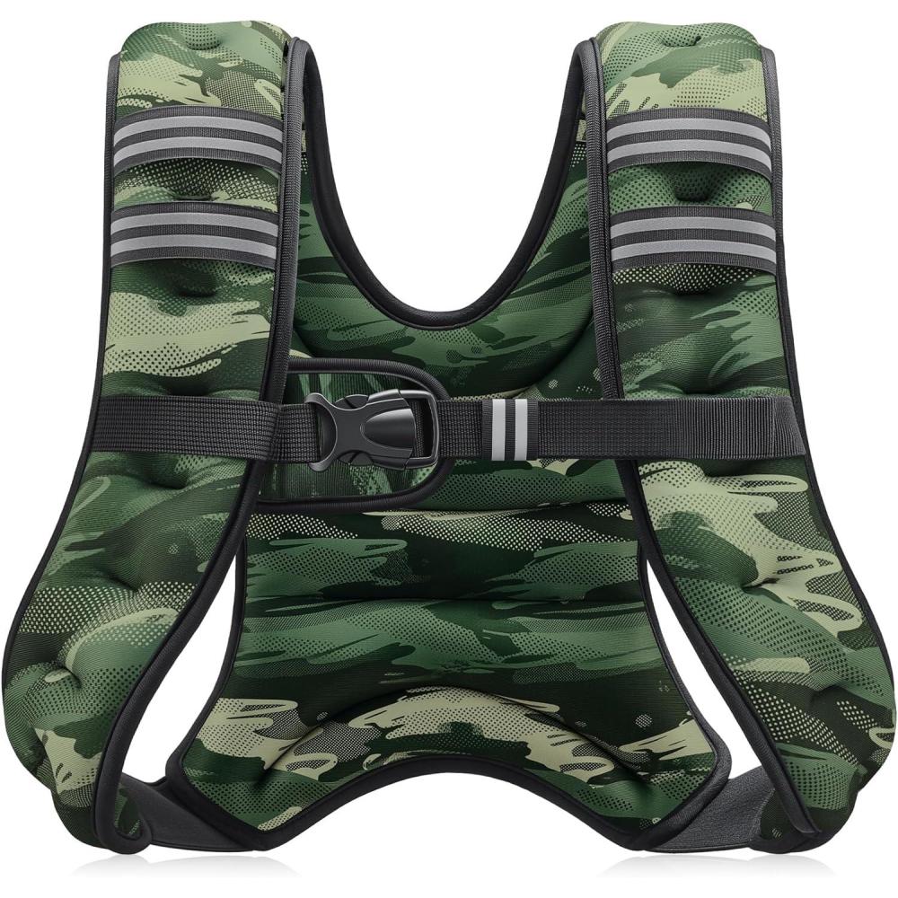 imageZELUS Weighted Vest 6lb8lb12lb16lb20lb25lb30lb Weight Vest with Reflective Stripe for Workout Strength Training Running Fitness Muscle Building Weight Loss WeightliftingForest Green Camo
