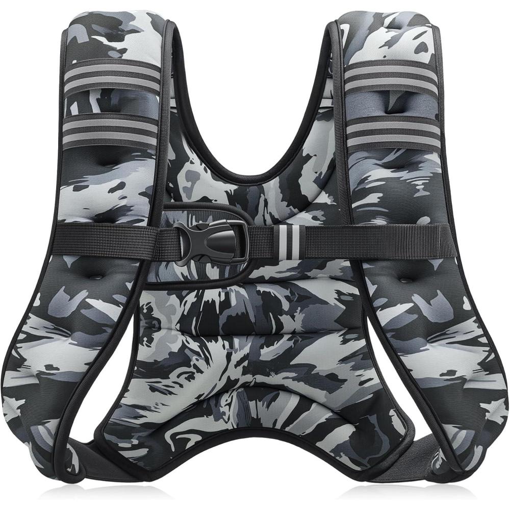 imageZELUS Weighted Vest 6lb8lb12lb16lb20lb25lb30lb Weight Vest with Reflective Stripe for Workout Strength Training Running Fitness Muscle Building Weight Loss WeightliftingGray Camo