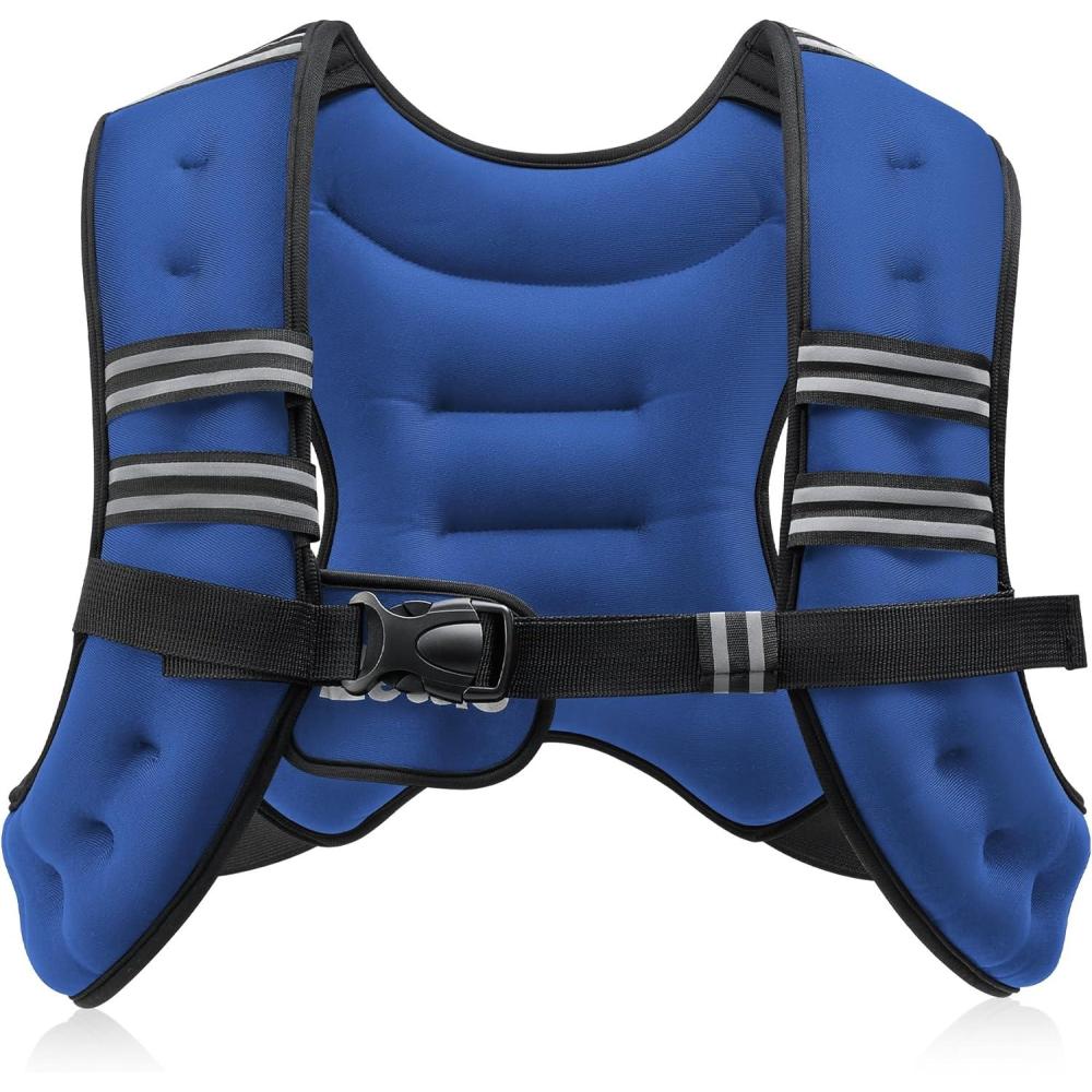 imageZELUS Weighted Vest 6lb8lb12lb16lb20lb25lb30lb Weight Vest with Reflective Stripe for Workout Strength Training Running Fitness Muscle Building Weight Loss WeightliftingBlue