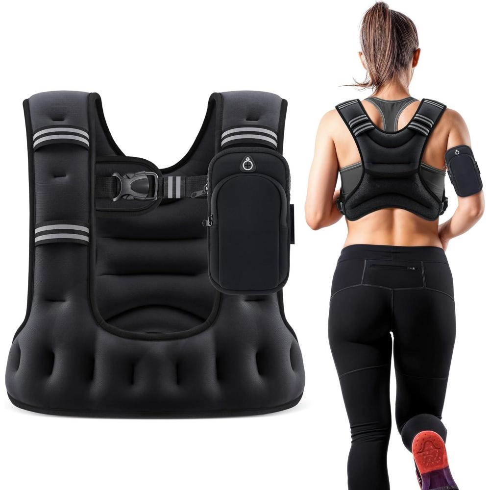 imageZELUS Weighted Vest for Women Men 68121620LB UShaped Ergonomic for Even Weight Distribution Odorless Workout Vest with SGS Certification Arm Pocket ampamp Back Mesh Pouch for Training ampamp RunningBlack