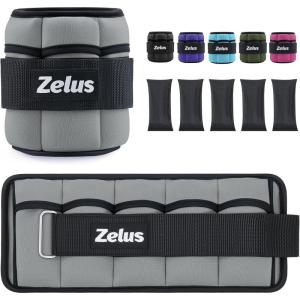 ZELUS 1 Pair Adjustable Ankle Weights, 2 4 6 8 10 lb Modularized Leg Weight Straps for Women Men, Weighted Ankle Weight Set with Removable Sandbags, 1-5 lb per Ankle Strap for Gym Yoga Jogging Walking(Grey)