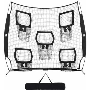 ZELUS 7 x 7ft Football Trainer Throwing Net | Training Target Practice with 5 Targets | Great for Quarterback | Includes Carry Bag(Black)