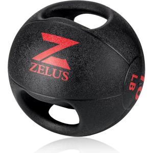 ZELUS Medicine Ball with Dual Grip| 10/20 lbs Exercise Ball |Weight Ball with Handles| Textured Grip Exercise Ball |Strength Training| Core Workouts(10.0 Pounds)