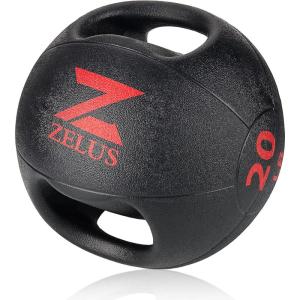 ZELUS Medicine Ball with Dual Grip| 10/20 lbs Exercise Ball |Weight Ball with Handles| Textured Grip Exercise Ball |Strength Training| Core Workouts(20.0 Pounds)