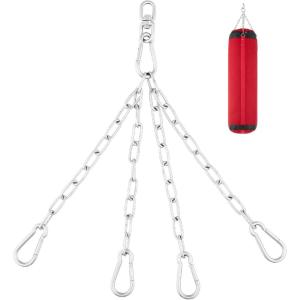 ZELUS Punching Bag Hanger, 304 Stainless Steel Heavy Bag Hanger with 150 lb. Weight Capacity 4 Snap Hooks, Heavy Duty Punching Bag Swivel Chain for Boxing MMA Heavy Bag Workouts