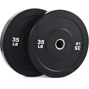 ZELUS Weight Plate Set of 2, Twin 2″ Bumper Plates for Strength and Training Fitness, Olympic Weight Set with Rubber Barbell Dumbbell Plates Stainless Steel Inserts for Pro or Home Gyms(35 LB)