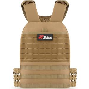 ZELUS Weighted Plate Carrier Vest, Tactical Adjustable Weighted Vest for Men Women Holds Up to 65lb for Strength Rucking Training Workout, Running Vest with MOLLE Panels(Khaki-2.67lb)