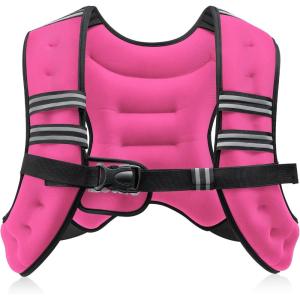 ZELUS Weighted Vest, 6lb/8lb/12lb/16lb/20lb/25lb/30lb Weight Vest with Reflective Stripe for Workout, Strength Training, Running, Fitness, Muscle Building, Weight Loss, Weightlifting(Pink)