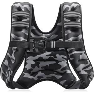 ZELUS Weighted Vest, 6lb/8lb/12lb/16lb/20lb/25lb/30lb Weight Vest with Reflective Stripe for Workout, Strength Training, Running, Fitness, Muscle Building, Weight Loss, Weightlifting(Black Camo)