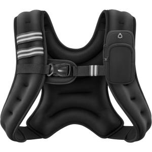 ZELUS Weighted Vest, 6lb/8lb/12lb/16lb/20lb/25lb/30lb Weight Vest with Reflective Stripe for Workout, Strength Training, Running, Fitness, Muscle Building, Weight Loss, Weightlifting(Black)