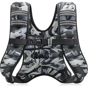 ZELUS Weighted Vest, 6lb/8lb/12lb/16lb/20lb/25lb/30lb Weight Vest with Reflective Stripe for Workout, Strength Training, Running, Fitness, Muscle Building, Weight Loss, Weightlifting(Gray Camo)