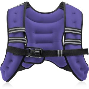 ZELUS Weighted Vest, 6lb/8lb/12lb/16lb/20lb/25lb/30lb Weight Vest with Reflective Stripe for Workout, Strength Training, Running, Fitness, Muscle Building, Weight Loss, Weightlifting(Violet)