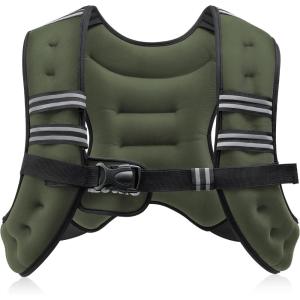 ZELUS Weighted Vest, 6lb/8lb/12lb/16lb/20lb/25lb/30lb Weight Vest with Reflective Stripe for Workout, Strength Training, Running, Fitness, Muscle Building, Weight Loss, Weightlifting(Green)