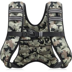 ZELUS Weighted Vest, 6lb/8lb/12lb/16lb/20lb/25lb/30lb Weight Vest with Reflective Stripe for Workout, Strength Training, Running, Fitness, Muscle Building, Weight Loss, Weightlifting(Desert Camo)