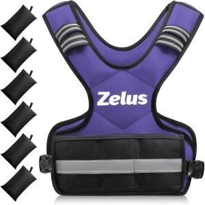 ZELUS Weighted Vest for Men and Women | 4-10lb/11-20lb/20-32lb Vest with 6 Ironsand Weights for Home Workouts | Adjustable Body Weight Vest Exercise Set for Cardio and Strength Training(Violet)