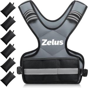 ZELUS Weighted Vest for Men and Women | 4-10lb/11-20lb/20-32lb Vest with 6 Ironsand Weights for Home Workouts | Adjustable Body Weight Vest Exercise Set for Cardio and Strength Training(Gray)