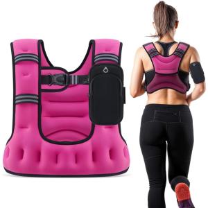 ZELUS Weighted Vest for Women Men, 6/8/12/16/20LB U-Shaped Ergonomic for Even Weight Distribution, Odorless Workout Vest with SGS Certification, Arm Pocket & Back Mesh Pouch for Training & Running(Pink)